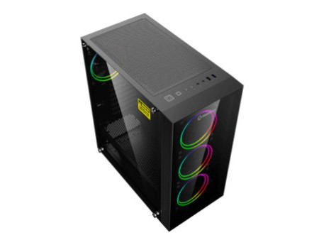 Gabinete Gamer Gamemax Fortress TG, Mid Tower, Vidro Temperado, Black, ATX, Sem Fonte, Com 2 Fans, MFG.A362