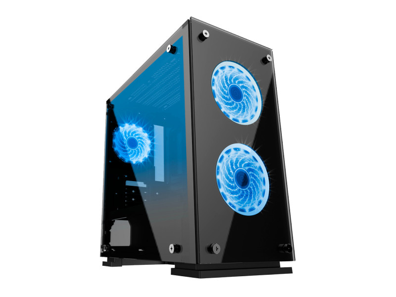 Gabinete Gamer Gamemax Hero, Mid Tower, ​​​​​​​Com 3 Fans Green, Vidro temperado, Black, Sem Fonte