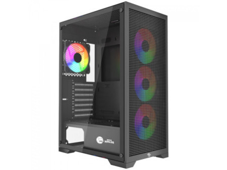 Gabinete Gamer Ninja Kennen, Mid Tower, Vidro Temperado, M-ATX, Black, Sem Fonte, Com 3 Fans, GN-CS-KNMTB3F