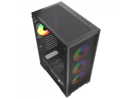 Gabinete Gamer Ninja Kennen, Mid Tower, Vidro Temperado, M-ATX, Black, Sem Fonte, Com 3 Fans, GN-CS-KNMTB3F