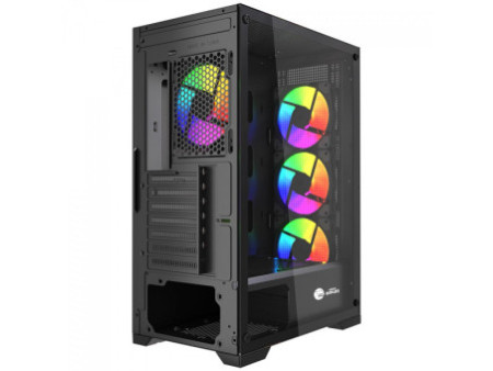 Gabinete Gamer Ninja Kennen, Mid Tower, Vidro Temperado, M-ATX, Black, Sem Fonte, Com 3 Fans, GN-CS-KNMTB3F