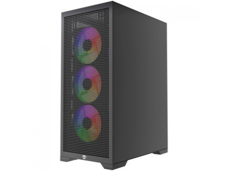 Gabinete Gamer Ninja Kennen, Mid Tower, Vidro Temperado, M-ATX, Black, Sem Fonte, Com 3 Fans, GN-CS-KNMTB3F