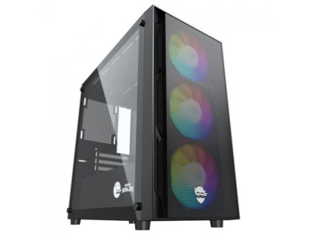 Gabinete Gamer Ninja Clear, Cube, Mid Tower, Vidro Temperado, M-ATX, Black, Sem Fonte, Com 3 Fans ARGB, GN-CS-CLMAB3F