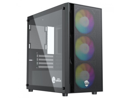 Gabinete Gamer Ninja Clear, Cube, Mid Tower, Vidro Temperado, M-ATX, Black, Sem Fonte, Com 3 Fans ARGB, GN-CS-CLMAB3F