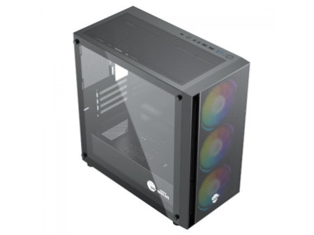 Gabinete Gamer Ninja Clear, Cube, Mid Tower, Vidro Temperado, M-ATX, Black, Sem Fonte, Com 3 Fans ARGB, GN-CS-CLMAB3F