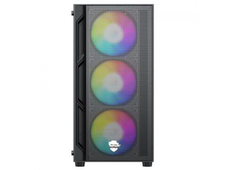 Gabinete Gamer Ninja Clear, Cube, Mid Tower, Vidro Temperado, M-ATX, Black, Sem Fonte, Com 3 Fans ARGB, GN-CS-CLMAB3F