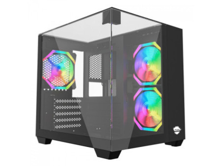 Gabinete Gamer Ninja Clear, Cube, Mid Tower, Vidro Temperado, M-ATX, White, Sem Fonte, Com 3 Fans ARGB, GN-CS-CLMAW3F