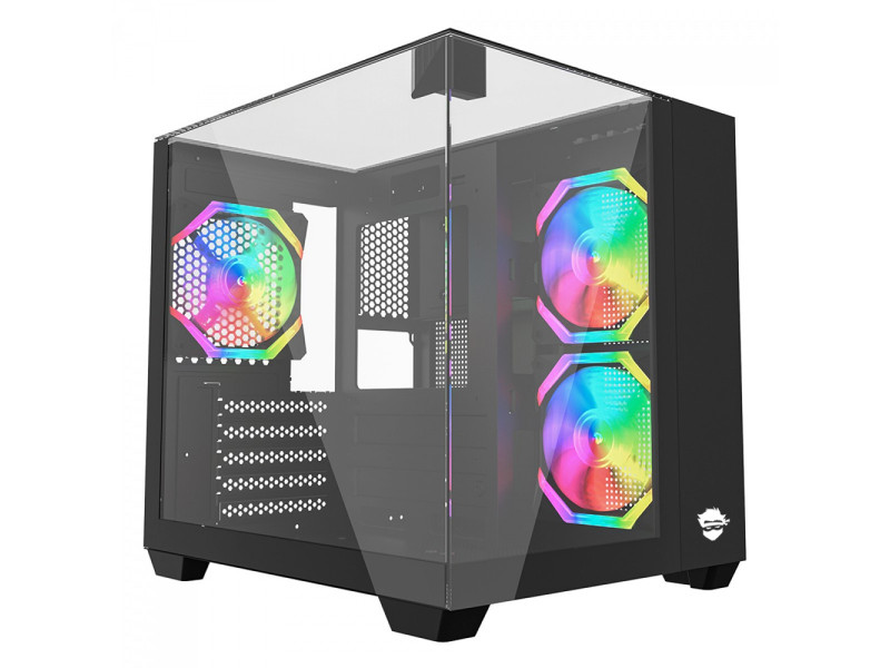 Gabinete Gamer Ninja Clear, Cube, Mid Tower, Vidro Temperado, M-ATX, White, Sem Fonte, Com 3 Fans ARGB, GN-CS-CLMAW3F