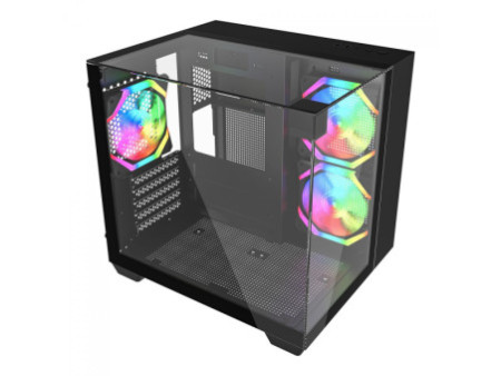 Gabinete Gamer Ninja Clear, Cube, Mid Tower, Vidro Temperado, M-ATX, White, Sem Fonte, Com 3 Fans ARGB, GN-CS-CLMAW3F