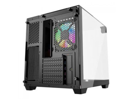Gabinete Gamer Ninja Clear, Cube, Mid Tower, Vidro Temperado, M-ATX, White, Sem Fonte, Com 3 Fans ARGB, GN-CS-CLMAW3F