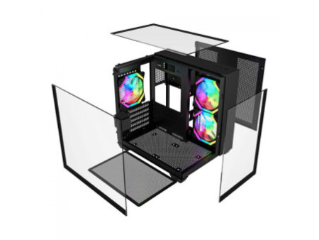 Gabinete Gamer Ninja Clear, Cube, Mid Tower, Vidro Temperado, M-ATX, White, Sem Fonte, Com 3 Fans ARGB, GN-CS-CLMAW3F