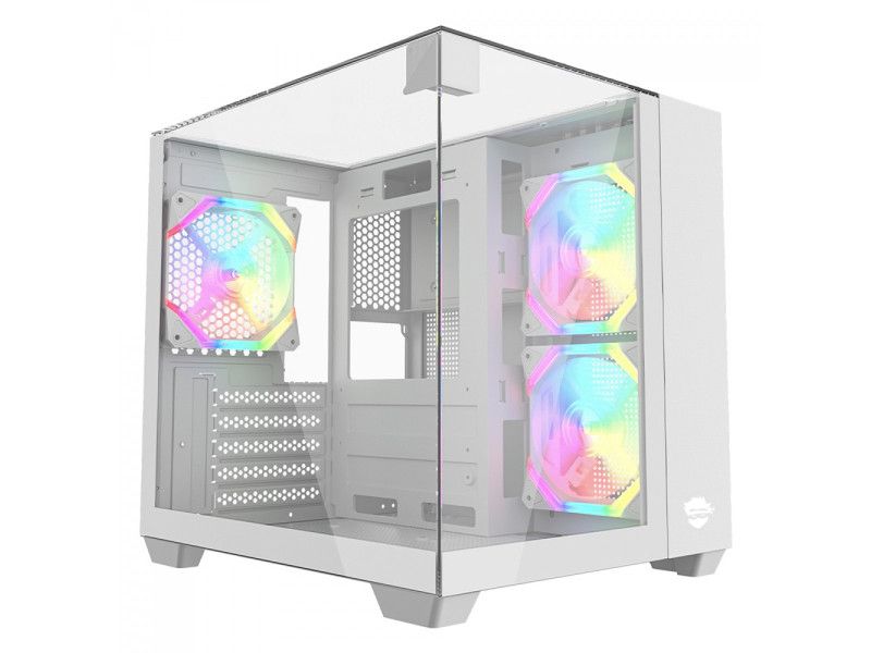 Gabinete Gamer Ninja Cloud, Mid Tower, Vidro Temperado, ATX, Black, Sem Fonte, Com 4 Fans Rainbow, GN-CS-CLMTB4F