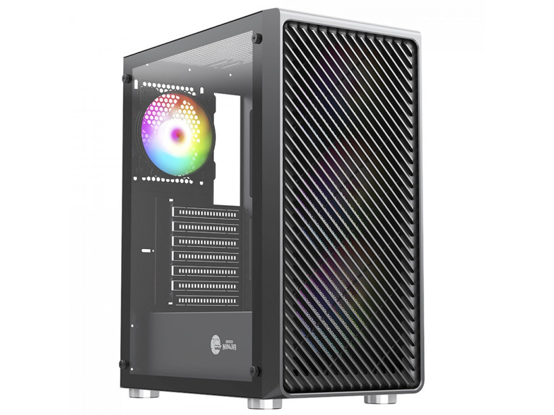 Gabinete Gamer Ninja Kurama, Mid Tower, Vidro Temperado, ATX, Sem Fonte, Com 4 Fans Rainbow, Branco, GN-CS-KRMTW4F