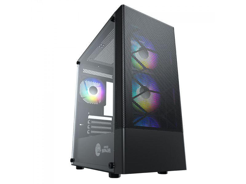 Gabinete Gamer Ninja Bee, Mid Tower, RGB, Vidro Temperado, M-ATX, Sem Fonte, Com 1 Fan ARGB, GN-CS-BEMTB1F