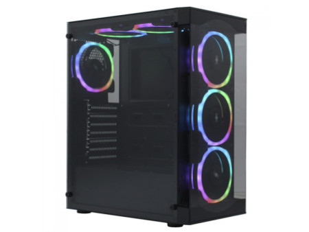 Gabinete Gamer Ninja Nagato, Mid Tower, Vidro Temperado, ATX, Black, Sem Fonte, Sem Fan, T005M
