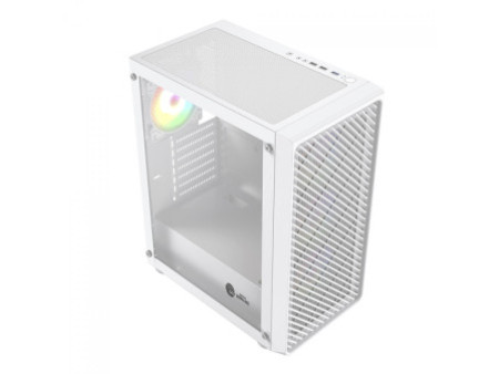 Gabinete Gamer Ninja Cloud, Mid Tower, Vidro Temperado, ATX, White, Sem Fonte, Com 4 Fans Rainbow
