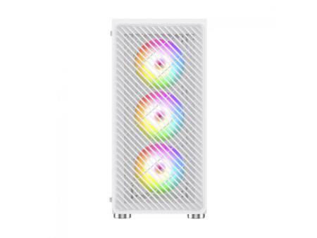 Gabinete Gamer Ninja Cloud, Mid Tower, Vidro Temperado, ATX, White, Sem Fonte, Com 4 Fans Rainbow