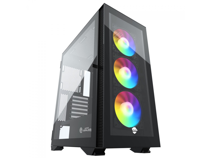 Gabinete Gamer Ninja Flash, RGB, Mid Tower, Vidro Temperado, ATX, Sem Fonte, Com 1 Fan, GN-CS-FLMTB1F