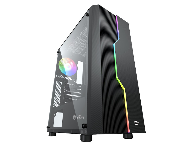 Gabinete Gamer Ninja Kage, RGB, Mid Tower, Vidro Temperado, ATX, Sem Fonte, Com 3 Fans Gabinete Gamer Ninja Kage, RGB, Mid Tower, Vidro Temperado, ATX, Sem Fonte, Com 3 Fans