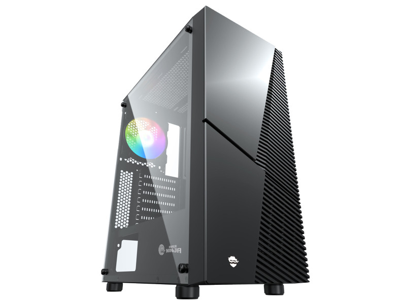 Gabinete Gamer Ninja Leaf, RGB, Mid Tower, Vidro Temperado, ATX, Sem Fonte, Com 3 Fans, GN-CS-LFMTB3F Gabinete Gamer Ninja Leaf, RGB, Mid Tower, Vidro Temperado, ATX, Sem Fonte, Com 3 Fans, GN-CS-LFMTB3F