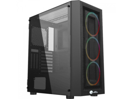 Gabinete Gamer Ninja Shura, Mini Tower, RGB, Vidro Temperado, Micro ATX, Black, Sem Fonte, Com 1 Fan
