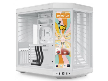 Gabinete Gamer Hyte Y70 Touch Infinite Pitch Black, Com Display 2.5K 14.9 Pol Touch, Mid Tower, Vidro Temperado, EATX, Sem Fans,