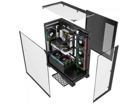 Gabinete Gamer Liketec Kingdom Dark, Mid Tower, Vidro Temperado, ATX, Sem Fonte, Sem Fans, Preto