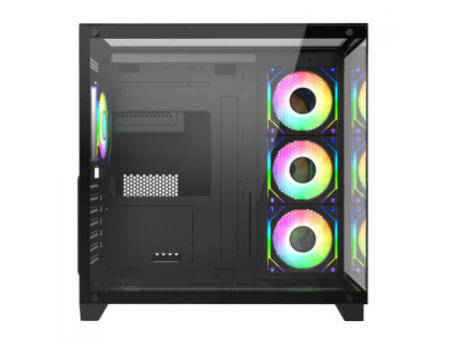 Gabinete Gamer Liketec Dasha, Mid Tower, Vidro Temperado, M-ATX, Black, Sem Fonte, Com 3 Fans RGB