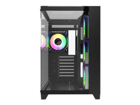 Gabinete Gamer Liketec Dasha, Mid Tower, Vidro Temperado, M-ATX, Black, Sem Fonte, Com 3 Fans RGB