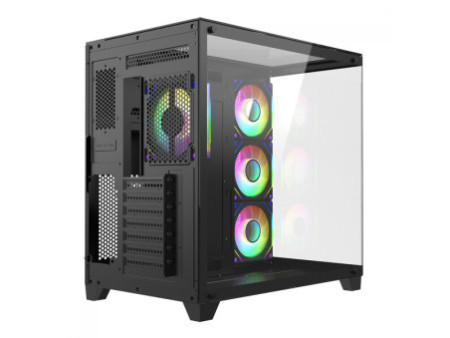 Gabinete Gamer Liketec Dasha, Mid Tower, Vidro Temperado, M-ATX, Black, Sem Fonte, Com 3 Fans RGB