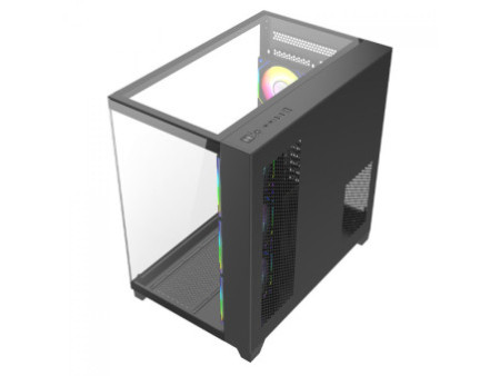 Gabinete Gamer Liketec Dasha, Mid Tower, Vidro Temperado, M-ATX, Black, Sem Fonte, Com 3 Fans RGB