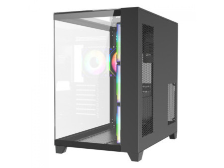 Gabinete Gamer Liketec Dasha, Mid Tower, Vidro Temperado, M-ATX, Black, Sem Fonte, Com 3 Fans RGB