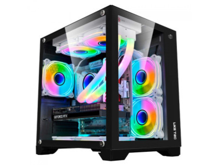 Gabinete Gamer Liketec Cube Kirra Snow, RGB, Mid Tower, Vidro Temperado, MATX, White, Sem Fonte, Com 4 Fans
