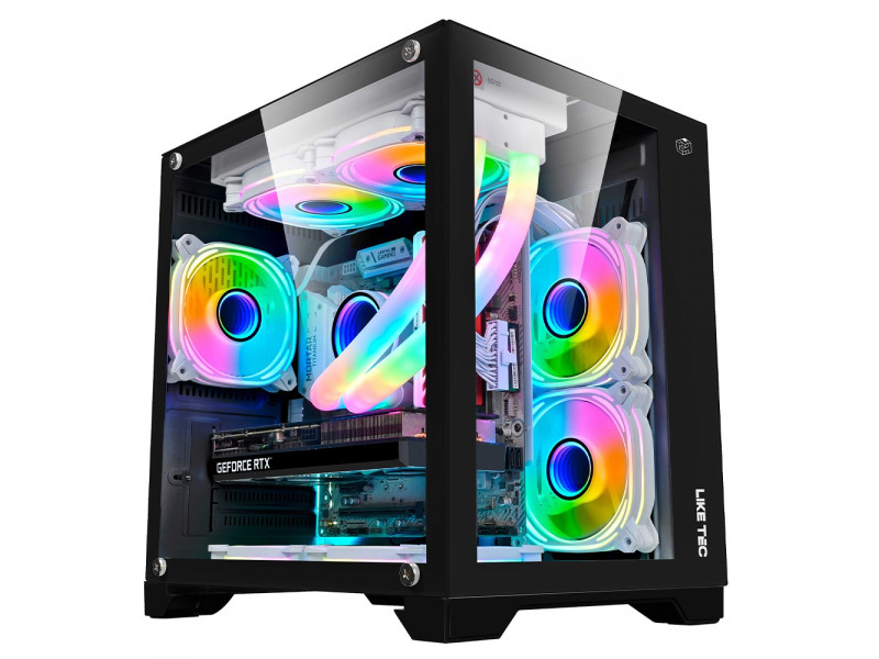 Gabinete Gamer Liketec Cube Kirra Snow, RGB, Mid Tower, Vidro Temperado, MATX, White, Sem Fonte, Com 4 Fans
