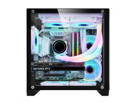 Gabinete Gamer Liketec Cube Kirra Snow, RGB, Mid Tower, Vidro Temperado, MATX, White, Sem Fonte, Com 4 Fans