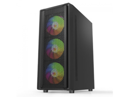 Gabinete Gamer Liketec Matrix V2 Rainbow, Mid Tower, Vidro Temperado, ATX, Black, Sem Fonte, Com 3 Fans Rainbow