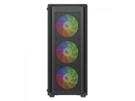 Gabinete Gamer Liketec Matrix V2 Rainbow, Mid Tower, Vidro Temperado, ATX, Black, Sem Fonte, Com 3 Fans Rainbow
