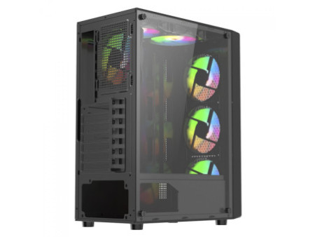 Gabinete Gamer Liketec Matrix V2 Rainbow, Mid Tower, Vidro Temperado, ATX, Black, Sem Fonte, Com 3 Fans Rainbow