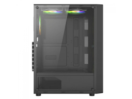 Gabinete Gamer Liketec Matrix V2 Rainbow, Mid Tower, Vidro Temperado, ATX, Black, Sem Fonte, Com 3 Fans Rainbow