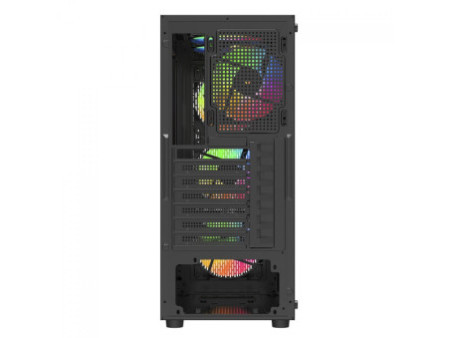 Gabinete Gamer Liketec Matrix V2 Rainbow, Mid Tower, Vidro Temperado, ATX, Black, Sem Fonte, Com 3 Fans Rainbow