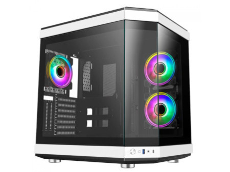 Gabinete Gamer Liketec Mad Rock Dark, Mid Tower, Vidro Temperado, ARGB, M-ATX,  Black, Sem Fonte, Sem Fan