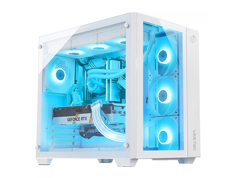 Gabinete Gamer Liketec Matrix RGB, Mid Tower, Vidro Temperado, ATX, Black, Sem Fonte, Com 3 Fans RGB