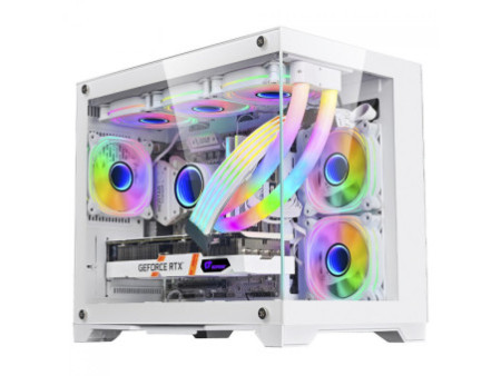 Gabinete Gamer Liketec Matrix Rainbow, Mid Tower, Vidro Temperado, ATX, Black, Sem Fonte, Com 3 Fans
