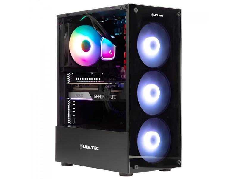 Gabinete Gamer Liketec Unreal Dark, Cube Design, Mid Tower, Vidro Temperado, E-ATX, Black, Sem Fonte, Sem Fans
