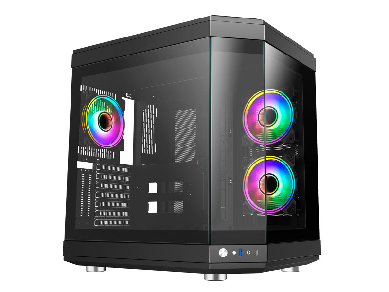Gabinete Gamer Liketec Unreal Snow, Cube Design, Mid Tower, Vidro Temperado, E-ATX, White, Sem Fonte, Sem Fans
