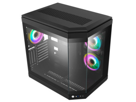 Gabinete Gamer Liketec Unreal Snow, Cube Design, Mid Tower, Vidro Temperado, E-ATX, White, Sem Fonte, Sem Fans