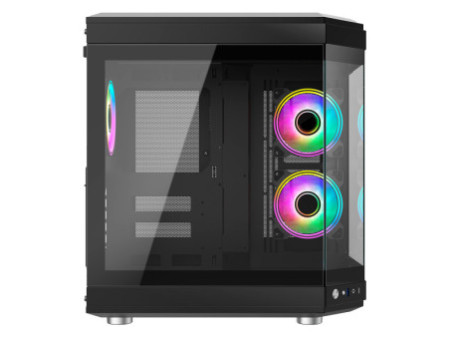Gabinete Gamer Liketec Unreal Snow, Cube Design, Mid Tower, Vidro Temperado, E-ATX, White, Sem Fonte, Sem Fans