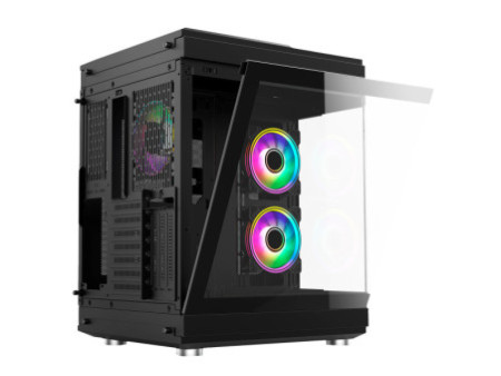 Gabinete Gamer Liketec Unreal Snow, Cube Design, Mid Tower, Vidro Temperado, E-ATX, White, Sem Fonte, Sem Fans