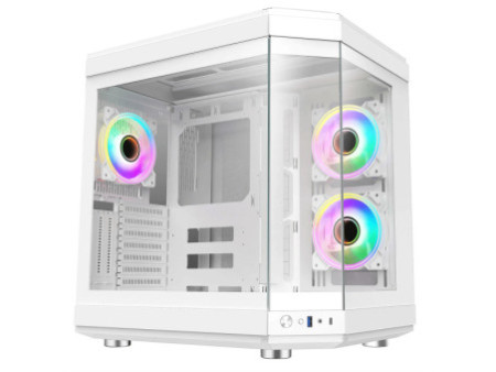 Gabinete Gamer Liketec Snow Revolution, RGB, Mid Tower, Vidro Temperado, M-ATX, White, Sem Fonte, Com 3 Fans, LC-MT-REVOLUTION-2