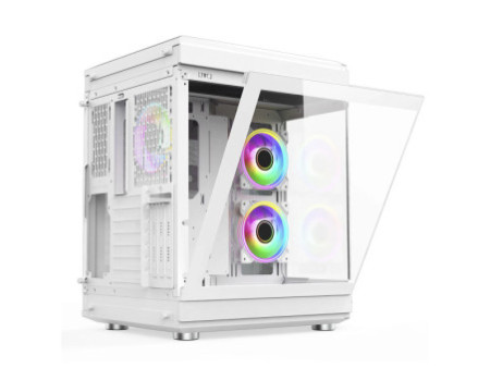 Gabinete Gamer Liketec Snow Revolution, RGB, Mid Tower, Vidro Temperado, M-ATX, White, Sem Fonte, Com 3 Fans, LC-MT-REVOLUTION-2